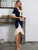 Glamaker Color-block Tie Neck Flounce Sleeve Mermaid Dress