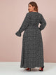 Plus Daisy Flower Split Thigh Belted Maxi Dress