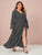 Plus Daisy Flower Split Thigh Belted Maxi Dress