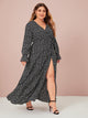 Plus Daisy Flower Split Thigh Belted Maxi Dress