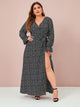 Plus Daisy Flower Split Thigh Belted Maxi Dress