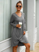 V Neck Twist Hem Tee Dress