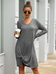 V Neck Twist Hem Tee Dress