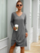 V Neck Twist Hem Tee Dress