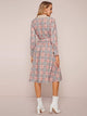 Contrast Collar Plaid Shirt Dress
