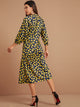 Raglan Sleeve Floral Graphic Fitted Dress