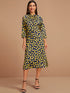 Raglan Sleeve Floral Graphic Fitted Dress