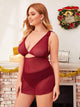Plus Cut Out Sheer Mesh Dress With Thong