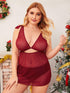 Plus Cut Out Sheer Mesh Dress With Thong
