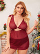 Plus Cut Out Sheer Mesh Dress With Thong