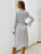 Vertical Striped Belted Flounce Sleeve Dress