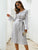 Vertical Striped Belted Flounce Sleeve Dress