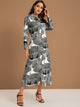 Button Through Graphic Print Shirt Dress