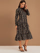 Tie Back Ruffle Hem Ditsy Floral Print Dress