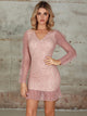 Double Crazy Frill Ruffle Hem Bodycon Lace Dress
