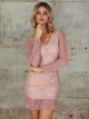 Double Crazy Frill Ruffle Hem Bodycon Lace Dress