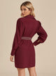 Confetti Print Asymmetrical Hem  Belted Dress