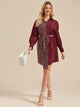 Confetti Print Asymmetrical Hem  Belted Dress
