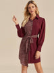 Confetti Print Asymmetrical Hem  Belted Dress