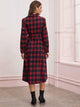 Tartan Belted High Low Hem Shirt Dress