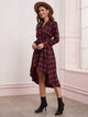 Tartan Belted High Low Hem Shirt Dress