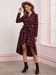 Tartan Belted High Low Hem Shirt Dress