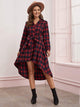 Tartan Belted High Low Hem Shirt Dress