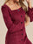 Solid Button Through Square Neck Corduroy Dress