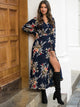 Floral Print Surplice Front Split Thigh Dress