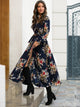 Floral Print Surplice Front Split Thigh Dress