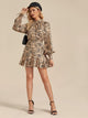 Zebra Print Ruffle Hem Keyhole Back Dress