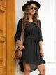 Striped Self Tie High Low Dress