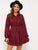 Gingham Drawstring Waist Ruffle Hem Shirt Dress