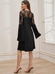 Contrast Lace Bell Sleeve Tunic Dress