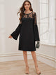 Contrast Lace Bell Sleeve Tunic Dress