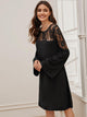 Contrast Lace Bell Sleeve Tunic Dress