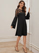 Contrast Lace Bell Sleeve Tunic Dress