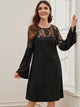 Contrast Lace Bell Sleeve Tunic Dress