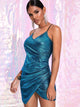 Metallic Ruched Wrap Cami Dress