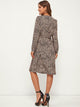 Allover Print Surplice Front Buttoned A-line Dress