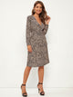 Allover Print Surplice Front Buttoned A-line Dress