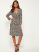 Allover Print Surplice Front Buttoned A-line Dress
