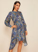 Asymmetric Hem Graphic Print Dress