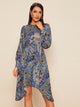 Asymmetric Hem Graphic Print Dress