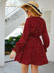 Polka Dot Shirred Cuff Tie Front Dress