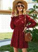 Polka Dot Shirred Cuff Tie Front Dress