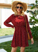 Polka Dot Shirred Cuff Tie Front Dress