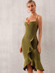 Adyce Backless Wrap Ruffle Hem Cami Dress