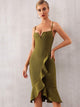 Adyce Backless Wrap Ruffle Hem Cami Dress