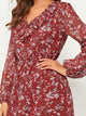 Floral Print Ruffle Trim Chiffon Dress
